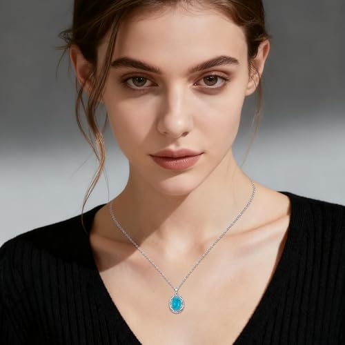 Turquoise Necklaces 925 Sterling Silver Western Necklace Boho Jewelry for Men Women Her Birthday Valentines Day Gifts - style: 4-Vintage Turquoise Necklace