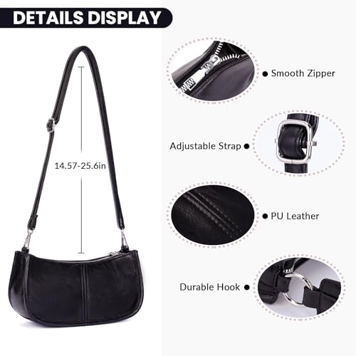 Shoulder Bags for Women Y2k Purse and Handbags Retro Studded Crossbody Bag Small Shoulder Purse Leather Hobo Handbag - color: A1-black