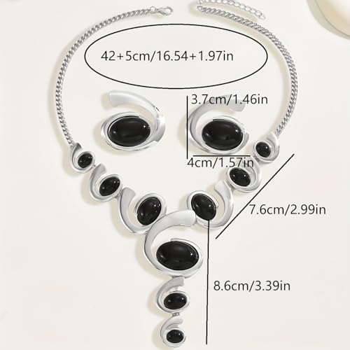 Gold Jewelry Set, Silver Black Boho Western Chunky Vintage Pendant Necklace Stack Trendy Adjustable Non Tarnish Cowgirl Dainty Hypoallergenic Earrings Jewelry Sets For Women - color: Leopard Print Set