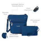 Baggallini Pocket Crossbody Bags for Women 8x8 Small Lightweight Durable Water-resistant Travel Purse W/Rfid - color: Pacific
