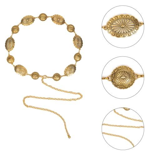Western-Belts For Woman-Cowgirl-Belt Cowboy-belts for Women - Country Concert Outfit Concho boho belt for Dress - color: Golden