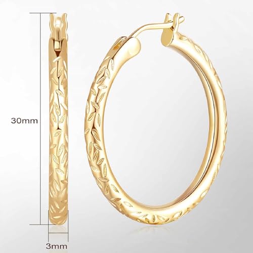 Verniflloga14K Gold Hoop Earrings Gold Earrings Women’s Hoop Earrings Jewelry Timeless Elegance 25 mm/ 30 mm - size: 30MM