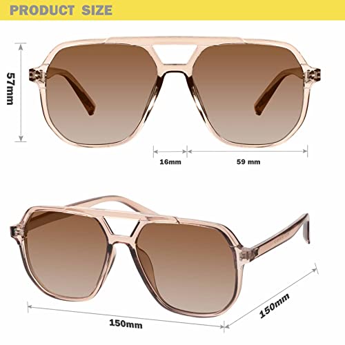 mosanana Oversized Aviator Sunglasses for Women and Men with Polarized Lens MS52243 - color: C4-clearbrown