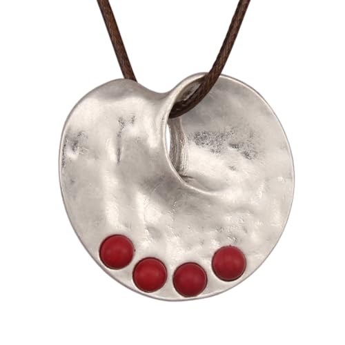 JAOYU Bohemian Necklaces for Women Leather Necklace Wood Pendant Choker Long Brown Necklace Chunky Circle Boho Hippie Jewelry - style: Bohemian Chain Necklace