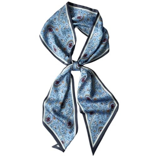 Silk Head Scarf for Hair Fashion Headwrap for Women Lightweight Neck Tie - color: X004-blue Paisley