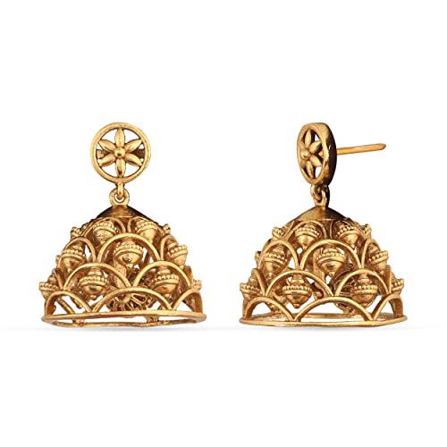 TARINIKA Brass Indian Choker Necklace Set - Gold Plated Cubic Zirconia Indian Jewelry Sets for Women Dangle, Drop, Jhumka Earrings Traditional Desi Necklace Pearls Gift for her - style: Classic