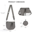 Crossbody Bags for Women, Large Vegan Leather Trendy Bum Bag - color: Ash Gray