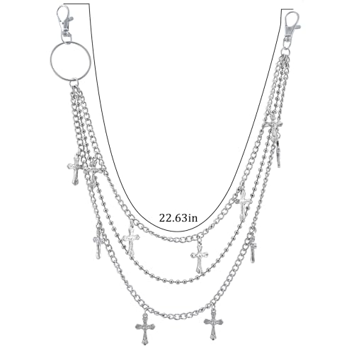 Layered Pants Chain keychain for Women Men Punk Wallet Chains Hiphop Jeans Keychain Halloween Jewelry - style: A-pants chain