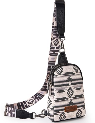 Wrangler Small Sling Bag for Women, Leather Crossbody Bags Cross Body Purse Fanny Packs with Adjustable Strap for Gift - color: Western-black