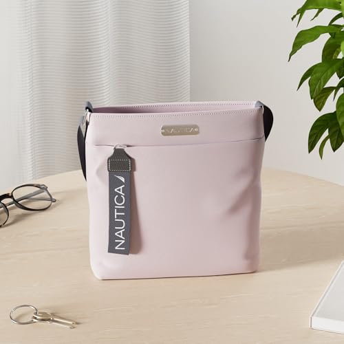 Nautica Diver Nylon Small Women's Crossbody Bag Purse with Adjustable Shoulder Strap - color: Lilac Rose