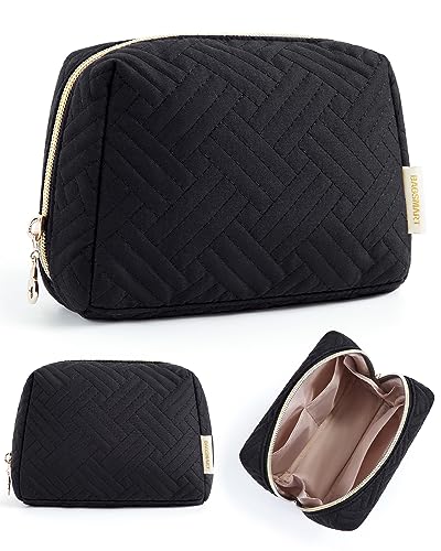 BAGSMART Small Makeup Bag, Travel Cosmetic Bag Make Up Pouch Small Travel Zipper Pouch,Water-resistant Toiletry Bag,Makeup Organizer Bag for Women, Black - color: 01-Black