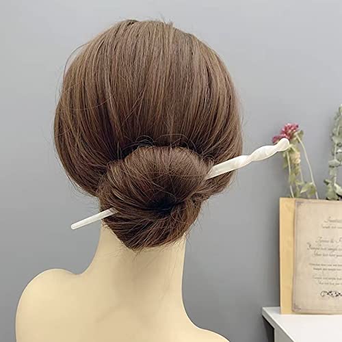 10 Pieces Acetate Hair Sticks, Women Styling Hair Vintage, Leopard Print Tortoise Shell Hairpin, Girls Chopsticks Hairpins, Disk Hair Sticks for Long Hair, Hair Accessories with Flannelette Bag - color: Novel Pattern