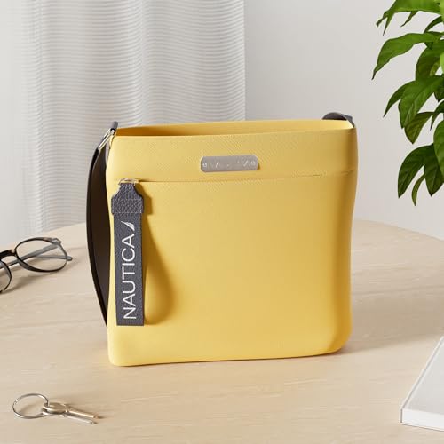 Nautica Diver Nylon Small Women's Crossbody Bag Purse with Adjustable Shoulder Strap - color: Sunny (Yellow)