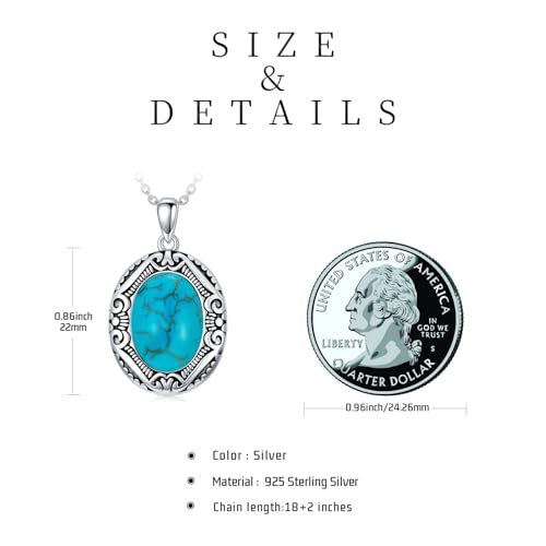 Turquoise Necklaces 925 Sterling Silver Western Necklace Boho Jewelry for Men Women Her Birthday Valentines Day Gifts - style: 4-Vintage Turquoise Necklace