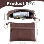 1 Pc Leather Change Purse For Women, Small Wallet With Zipper Mini Coin Purse Wallets, Brown Wallet Card Holder For Women Men