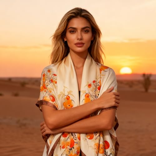 XL 43 Inch Extra Large Square Scarf Fashion Scarves Silk Feeling Hair Scarf Wrapping Scarfs Night Sleeping Headscarf - color: Ba1021