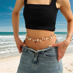 Seashell Starfish Waist Chain for Women Boho Conch Belly Body Chains Summer Beach Pearl Waist Body Jewelry