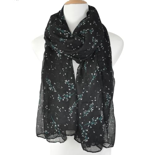 Lightweight Boho Scarf for Women Spring Summer Floral Printed Scarves Fashion Shawl Wrap - color: F09