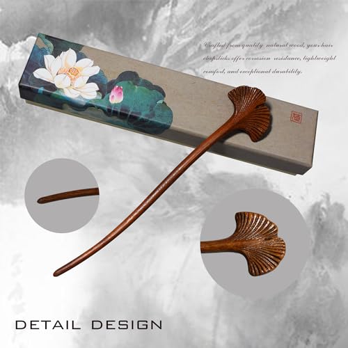 Traditional Chinese Hair Sticks, Retro Wooden Hair Pins, Used for Long Hair Accessories Buns, Hanfu Dressing Accessories（Ginkgo Biloba） - color: ginkgo biloba