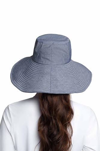 Women's Beach Hat - UPF 50+ Sun Protection - Brittany - color: Denim Blue Chambray