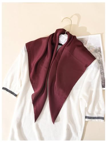 SHENHE Women's Silky Head Scarf Vintage Paisley Hair Scarf Bandana Square Kerchief Hair Wrap - color: Solid Burgundy B