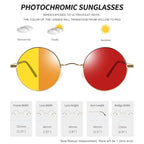 Joopin Retro Small Round Sunglasses Hippie Circle Sun Glasses Polarized UV400 Protection Metal Shades for Men Women - color: Golden Frame Yellow Change Red Lens