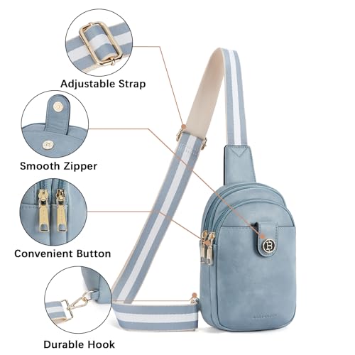 BOSTANTEN Small Sling Bag Crossbody Bags for Women Trendy Crossbody Purse Leather Chest Bag - color: A-denim Blue