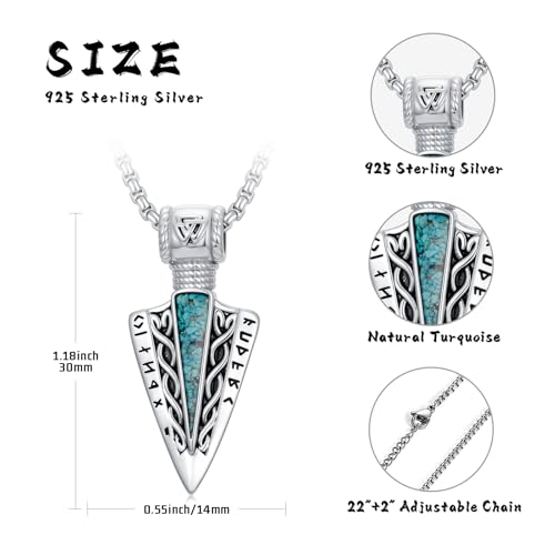 Turquoise Necklaces 925 Sterling Silver Western Necklace Boho Jewelry for Men Women Her Birthday Valentines Day Gifts - style: 7-Arrow Necklace