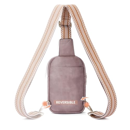 BOSTANTEN Small Sling Bag Crossbody Bags for Women Trendy Crossbody Purse Leather Chest Bag - color: A-purple