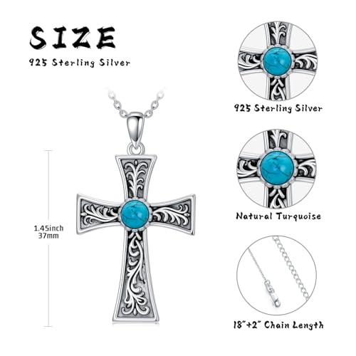 Turquoise Necklaces 925 Sterling Silver Western Necklace Boho Jewelry for Men Women Her Birthday Valentines Day Gifts - style: 5-Cross Necklace