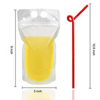 100 Pcs Drink Pouches with 100 Straw Holes, Freezable Juice Pouches, Translucent Reclosable Zipper Plastic Pouche Drink Bags for Cold & Hot Drinks for Adults and Kids - color: 100pcs Drink Pouches