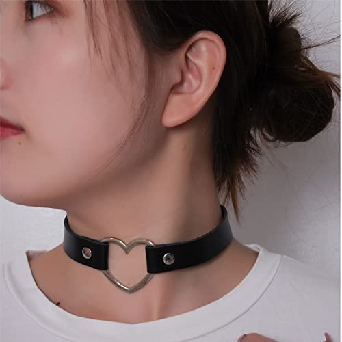Eigso Vintage Punk Goth Studded Rivet Pu Leather Collar Choker Necklace with Spikes Adjustable - color: I-Black