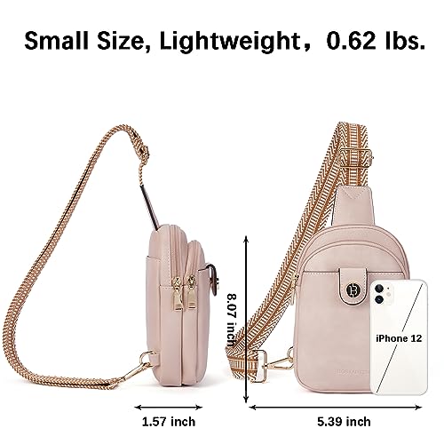 BOSTANTEN Small Sling Bag Crossbody Bags for Women Trendy Crossbody Purse Leather Chest Bag - color: A-pink
