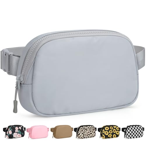 Pritent Fanny Packs for Women Cross Body Bag Waterproof Belt Bag with Adjustable Strap and Zipper Back Pocket Small Crossbody Bags Fashion Waist Packs for Workout Travelling(Light Gray) - color: Light Gray, size: Small