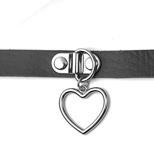 Eigso Vintage Punk Goth Studded Rivet Pu Leather Collar Choker Necklace with Spikes Adjustable - color: Extra Black