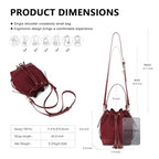 AFKOMST Faux Suede Bucket Bags and Drawstring Crossbody Purse for Women Medium Tote Handbags with 2 Shouder Straps | Fit Pad mini, Long Wallet, Removable Long Strap - color: Burgundy