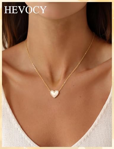 Opal Pendant Necklace for Women - Dainty 14k Gold Plated Jewelry Necklaces, Perfect Valentine's Day/Mother's Day Gift for Her, Mom, Girlfriend, Daughter - color: Cute Heart-GD