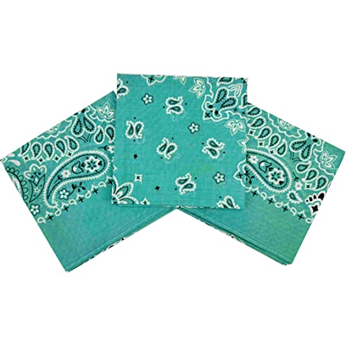 Bandanas for Women and Men，3 Pack Super Soft Thin 60s Preium Cotton 22 inch Handkerchiefs - color: 3 Pack-emerald Green