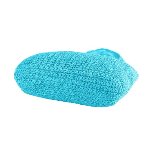 Hand-woven Soft Large Straw Shoulder Bag Boho Straw Handle Tote Retro Summer Beach Bag Rattan Handbag - color: Blue