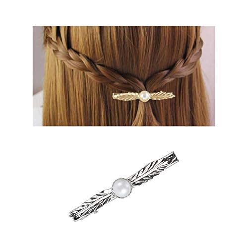 Lawie 10 Pack Silver Vintage Retro Geometric Minimalist Branch Leaf Flower Metal Hair Clip Hairpin Snap Barrette Stick Claw Grip Clamp Bobby Pins Alligator Hairclips Party Hair Accessories for Women