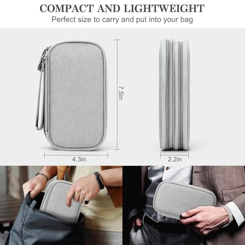 FYY Travel Cable Organizer Bag Pouch Electronic Accessories Carry Case Portable Waterproof Double Layers All-in-One Storage for Cord, Charger, Phone, Earphone Grey - color: Grey, style: Small