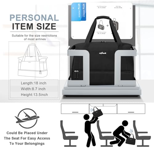 ETRONIK Gym Bag for Women, Personal Item Travel Bag with Shoes Compartment, Weekender Overnight Duffel Bag with Wet Pocket, Carry On Bag for Women, Travel, Gym, Weekend - color: Black, size: Medium