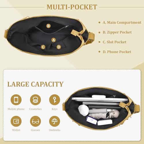 Fringe Hobo Bags for Women Vintage Suede Crossbody Bag Hippie Western Cowgirl Purses Tassel Shoulder Bag - color: Yellow