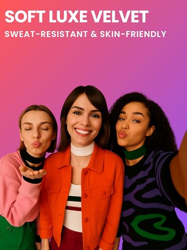 3-Pack Chokers — Velvet (1.5") + Leather (0.6") + Heart Pendant, Adjustable 12–18", Stainless Steel Hardware, 90s/Goth Layering Set — Black | Red | Green | White - color: White