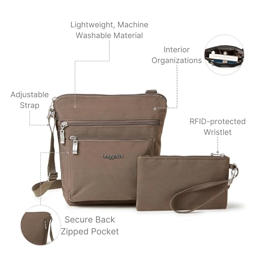 Baggallini Pocket Crossbody Bags for Women 8x8 Small Lightweight Durable Water-resistant Travel Purse W/Rfid - color: Portobello
