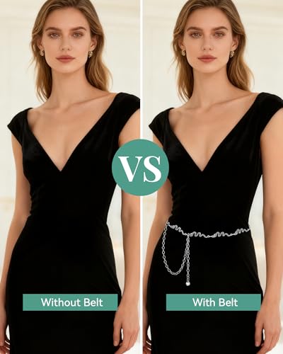 AWAYTR Cute Chain Belts for Women - Metal Waist Chain Belt for Dresses Jeans Country Concert Outfit - color: Silver-snake