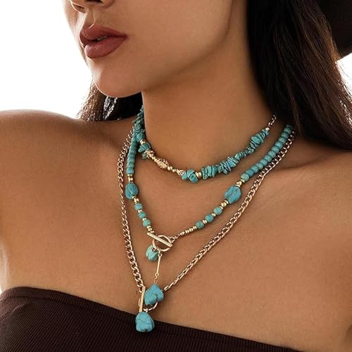 Harry and Henry Boho Necklaces for Women Western Jewelry Suede Choker Long Layered Necklaces Cowgirl Necklace Country Concert Jewelry for Women - color: K4