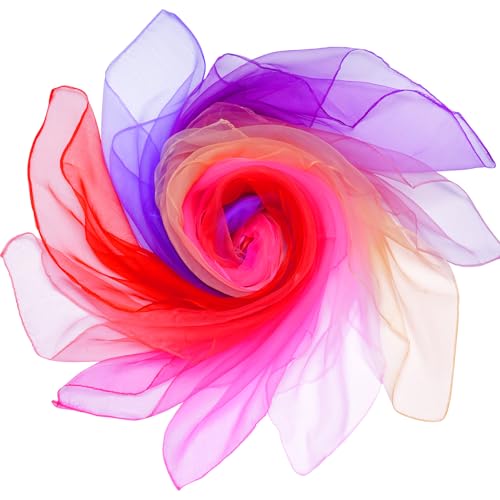 Fengek 9 Pcs Chiffon Scarf, 27.6 Inch Square Solid Color Bandana Handkerchief Ribbon Scarves for Women Girls - color: Multicolor 3