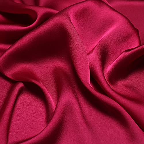 ANDANTINO 100% Mulberry Silk Square Scarf for Hair-25.6" X25.6'' Women Men Natural Silk Neckerchief Digital Printed Headscarf - color: Burgundy-solid Color