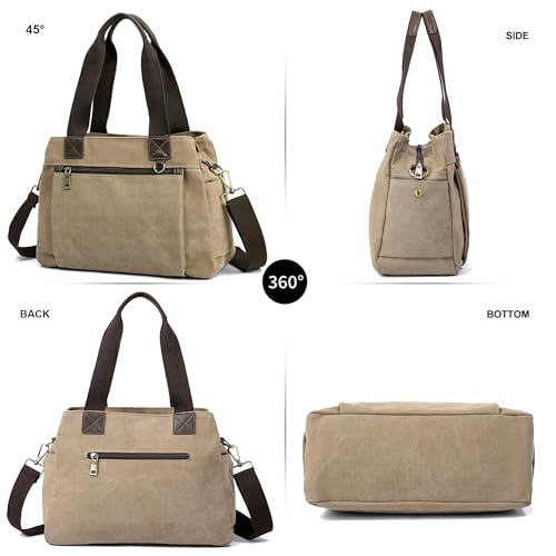 Canvas Hobo Bags for Women Casual Tote Bag Purses and Handbags Multi-Color Striped Crossbody Bags Ladies Top Handle Satchel - color: Wy31-brown